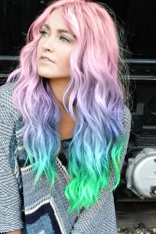 Colour hair style: pastel rainbow ombre