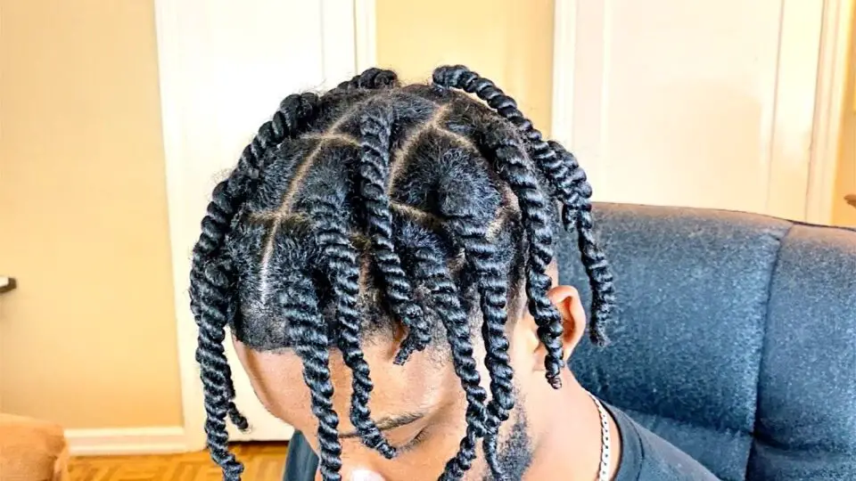 Double 2 strand twist style in a man