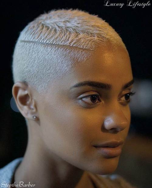 blonde Super Short Hair on a black woman