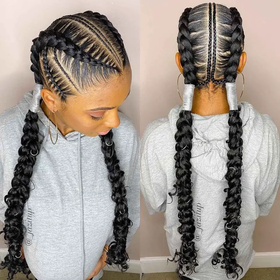 2 Feed In Braids With Designs