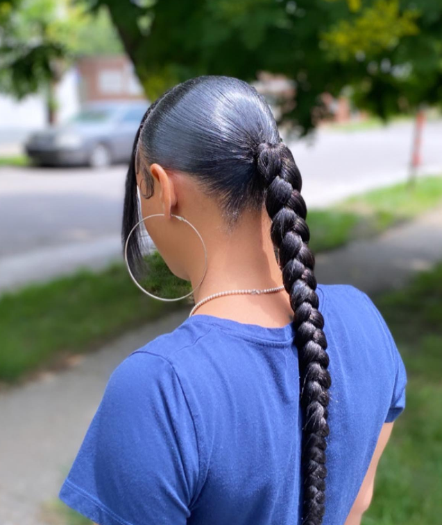 Slicked Back Braided Ponytail