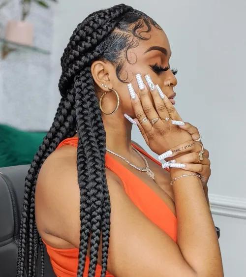 single plait braid hairstyles: jumbo box braids