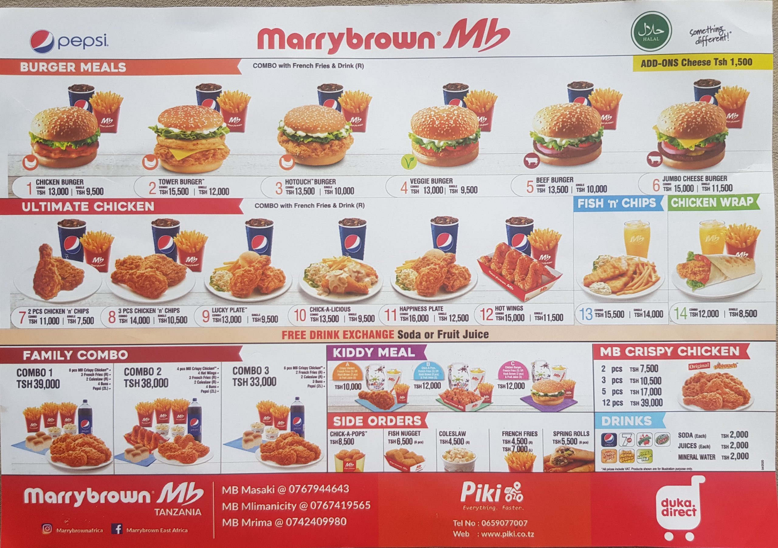 Marrybrown Mlimani city menu