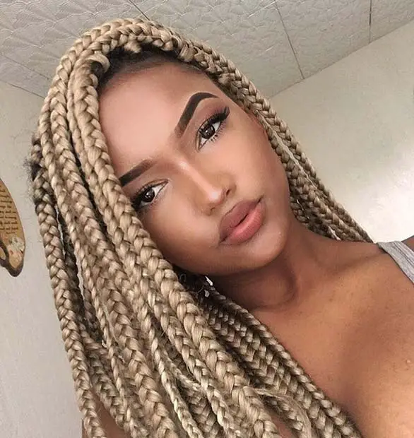 Medium blonde box braids