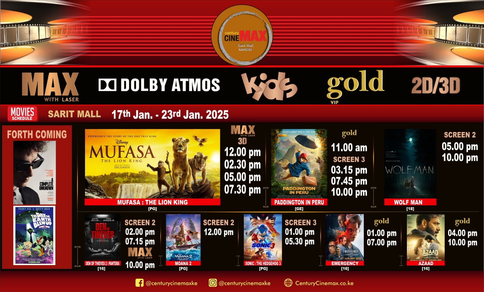 Sarit Cinema Schedule Today