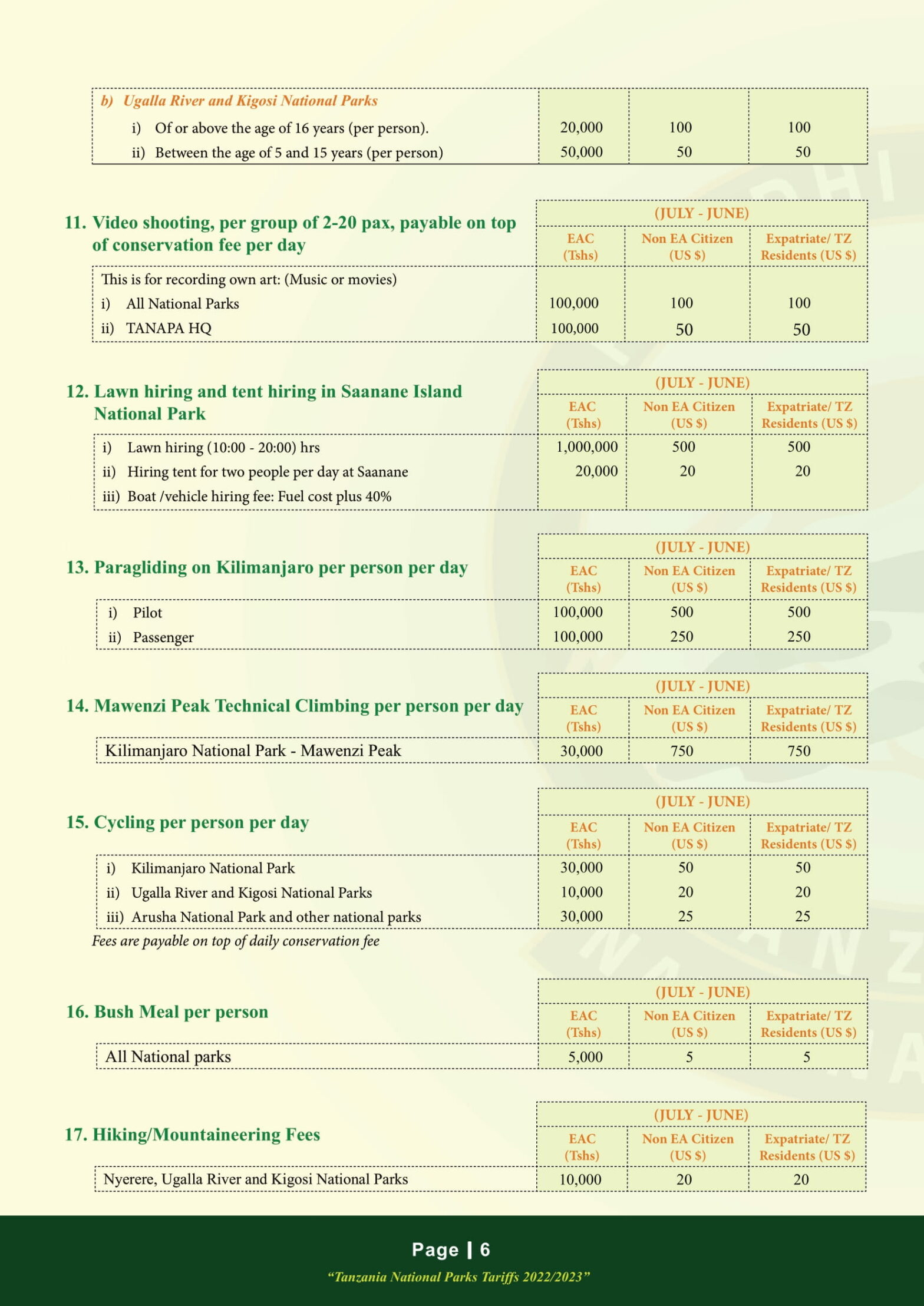 tanapa-park-fees-to-remain-unchanged-the-east-african