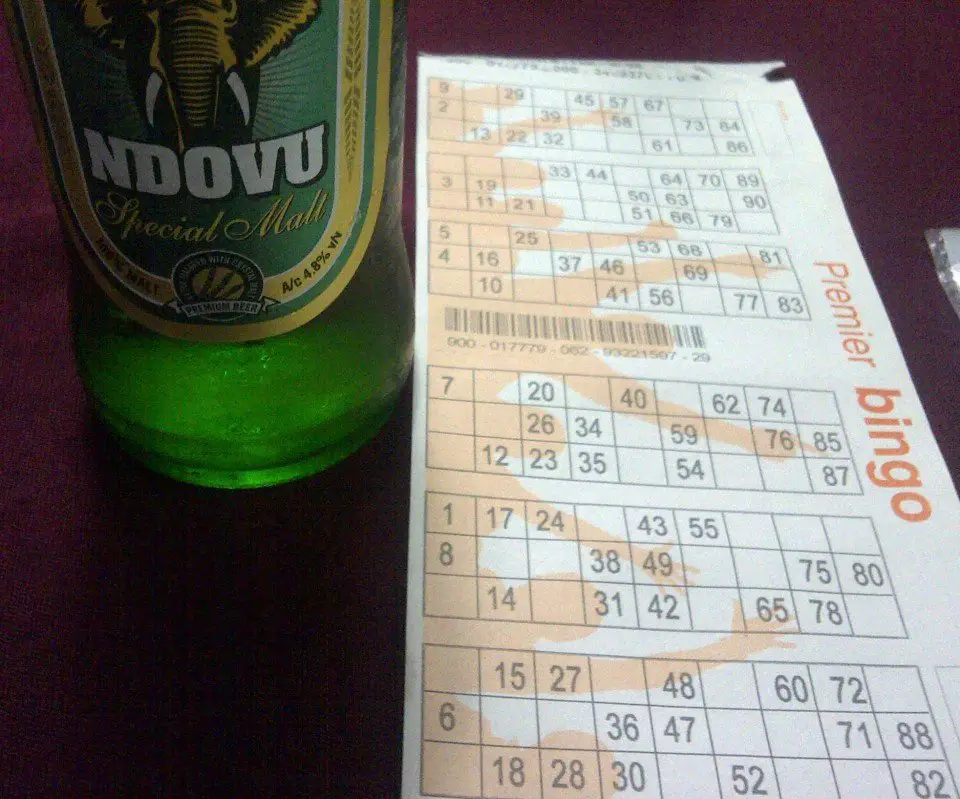Bingo Card at Upanga Club with Ndovu Beer