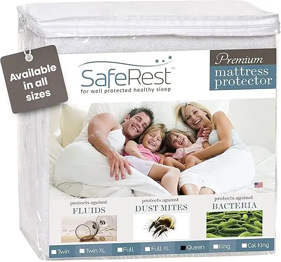 Best Waterproof Mattress Pad #1: SafeRest Premium Waterproof Mattress Protector