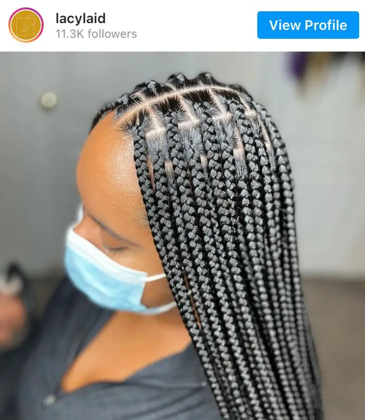 Medium sized neat box braids