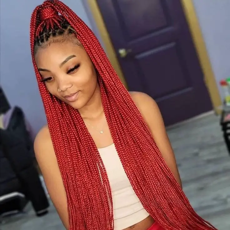 Medium Red Box Braids