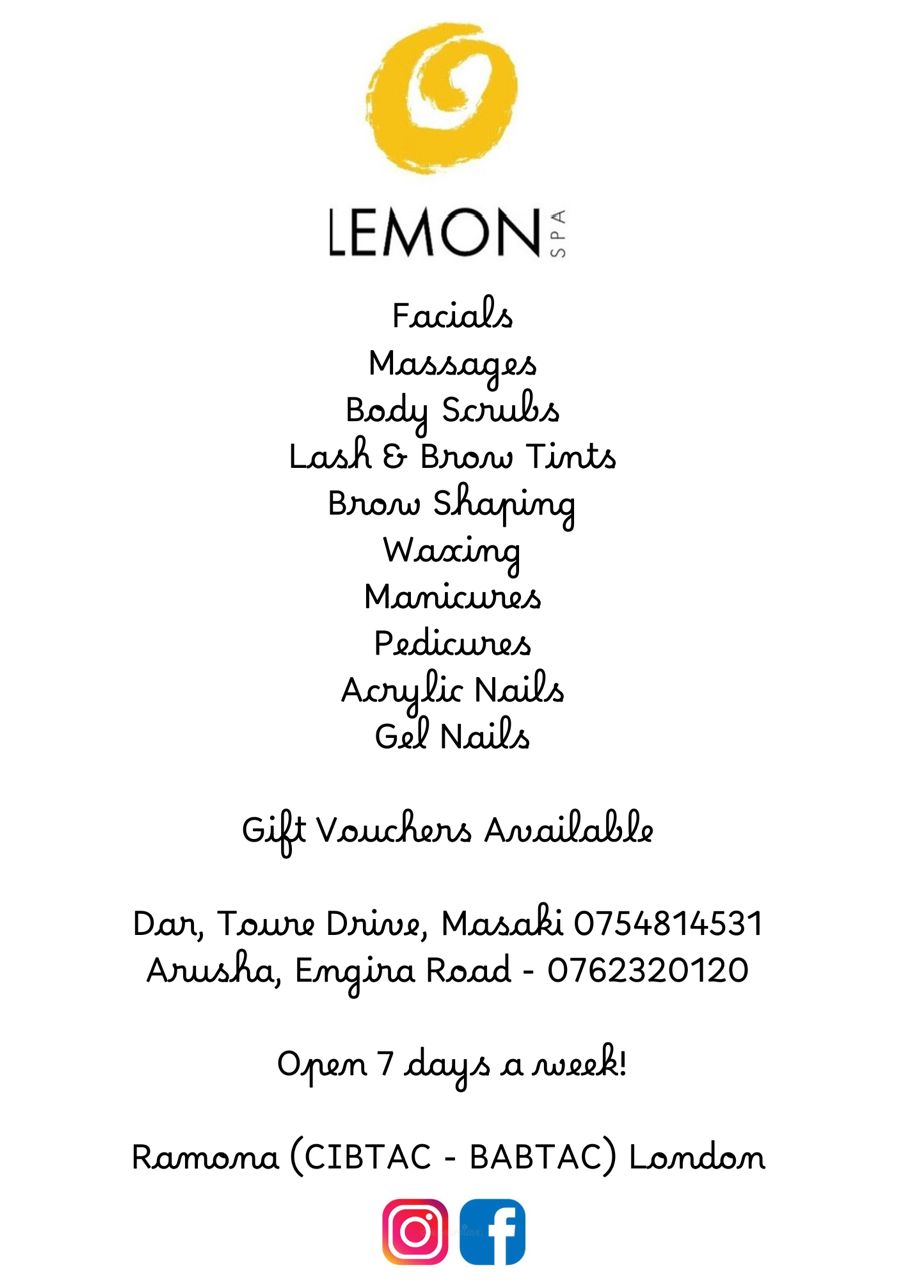 Lemon Spa Dar es Salaam Menu